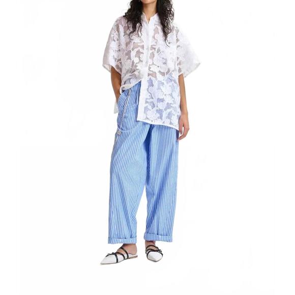 NEW ESSENTIAL ANTWERP hoek wide leg pant in blue/ white - Picture 1 of 8